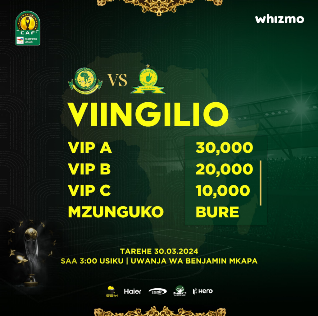 Viingilio vya mchezo wa Yanga vs Mamelodi Sundowns Robo Fainali CAFCL